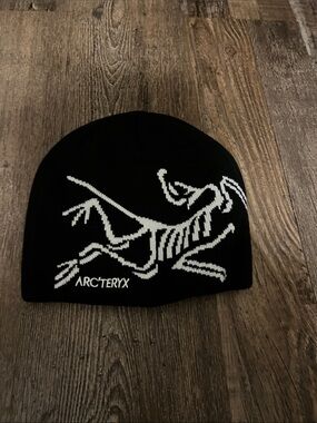 Arc'teryx Black Beanie with White Skeleton Motif
